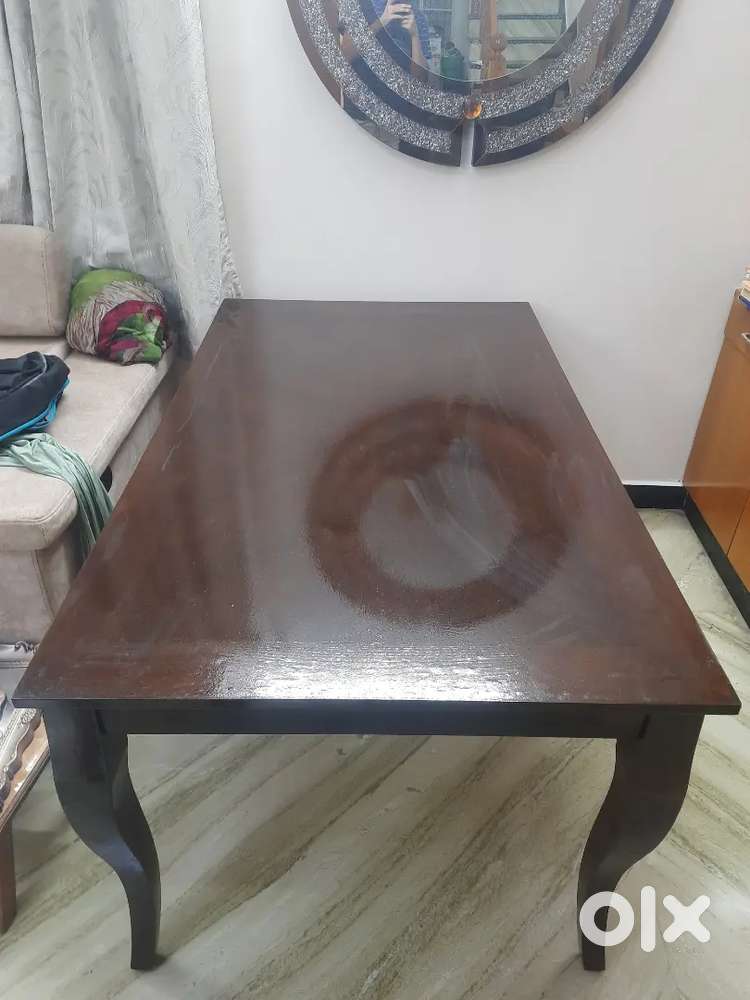 6 seater Wooden Dining Table. 8mm Toughened glass