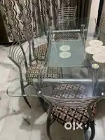 6 seater glass dining table