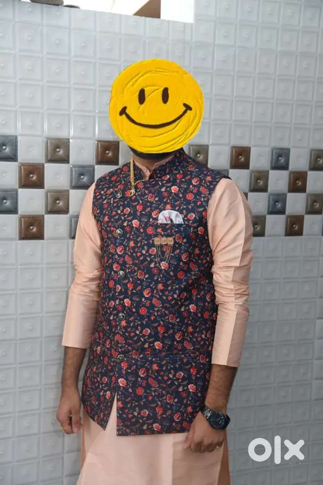 Mens Fancy Kurta with Clip Pyjama and Koti (MARRIAGE SPECIAL OFFER)