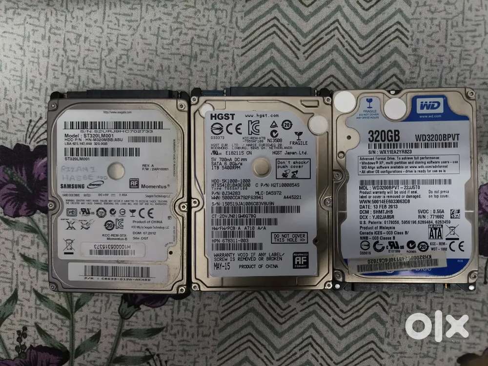 3 No's of Laptop Hard Disks for Sale Urgent