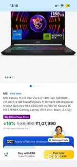 MSI KATANA 15 i7 14th gen RTX5050