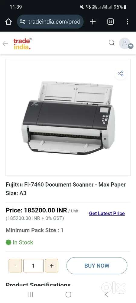 A3 Fujitsu fi-7460 Duplex scanning 600dpi