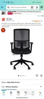 HNI Office chair Real price 13509 RS offer price  9000RS .