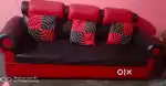 Red and Black Sofa Set