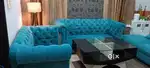 Teal Color Chesterfield Sofa Set 10 Seater with Table extra 5000