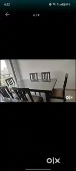 Teak wood dining table with 6 chair