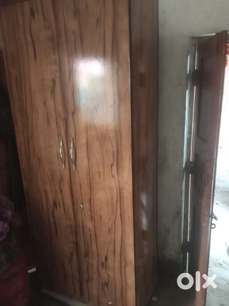 Double bed and wardrobe with mattress foam