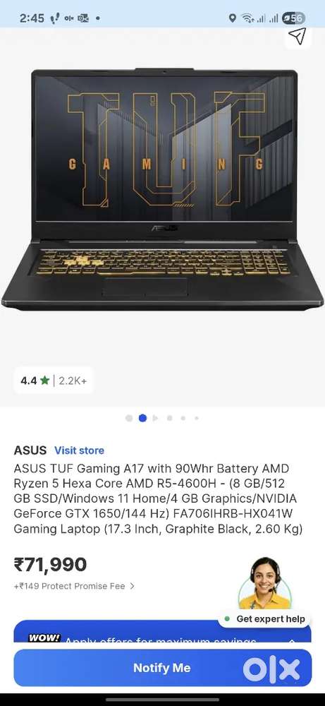 Asus TUF gaming laptop for sell