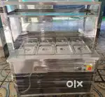 Stainless steel hot bain marie counter.