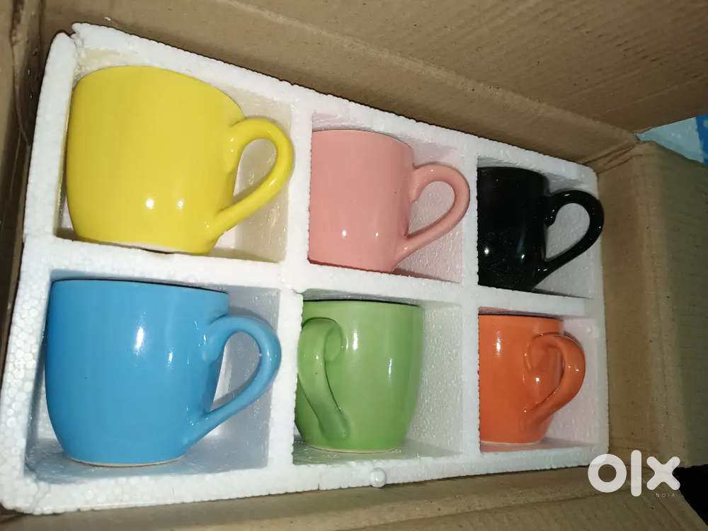 Brand New Multi-Color Ceramic Tea/Coffee Mug Set (6 Pcs)