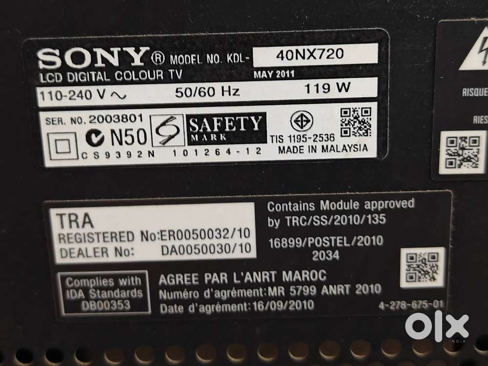 40 inch Sony Bravia not in working condition