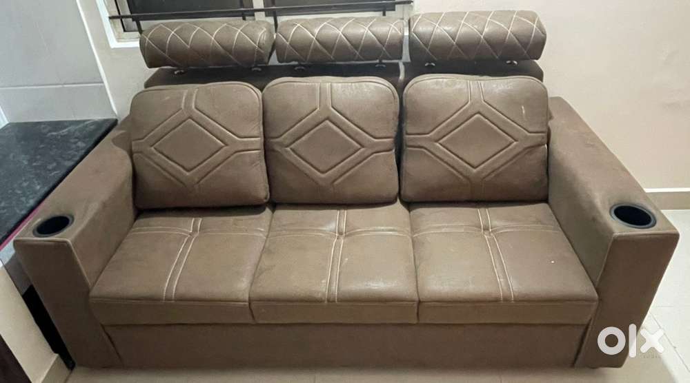 Cream Velvet Straight Sofa