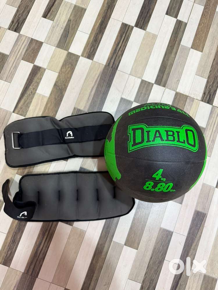 Ankle weights and medicine ball
