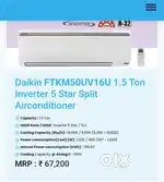 DAIKIN 1.5 TON 5STAR INVERTER AC