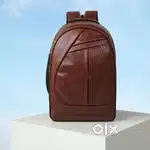 Zerrish Stylish Brown PU Leather Backpack for Men – Laptop, Office, Co