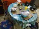 Glass table and a wooden wardrobe for sell..