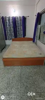 Queen Size Particle Board double bed with storage(2 yrs old)