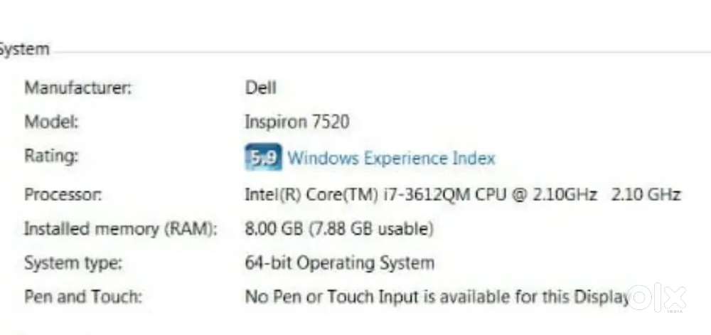 Dell inspiron 7520 for sale