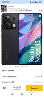 Redmi note 13 5g, black, 6/128 , out of warranty