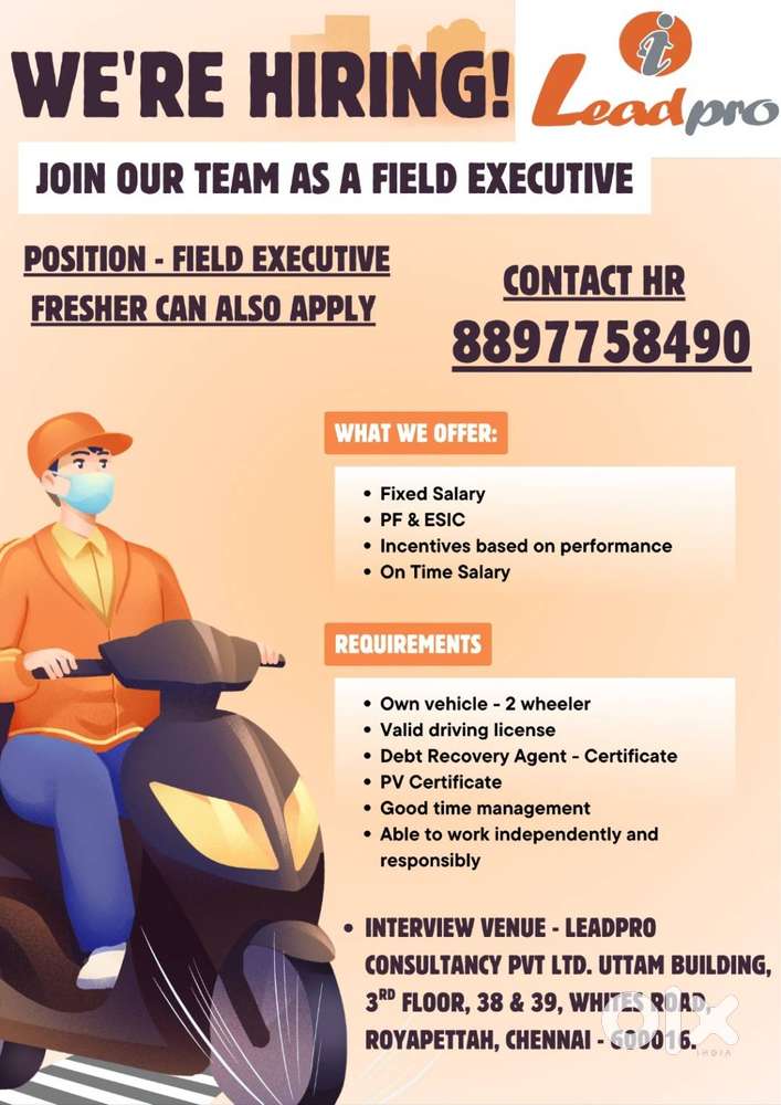 Need Field Executive For Chennai