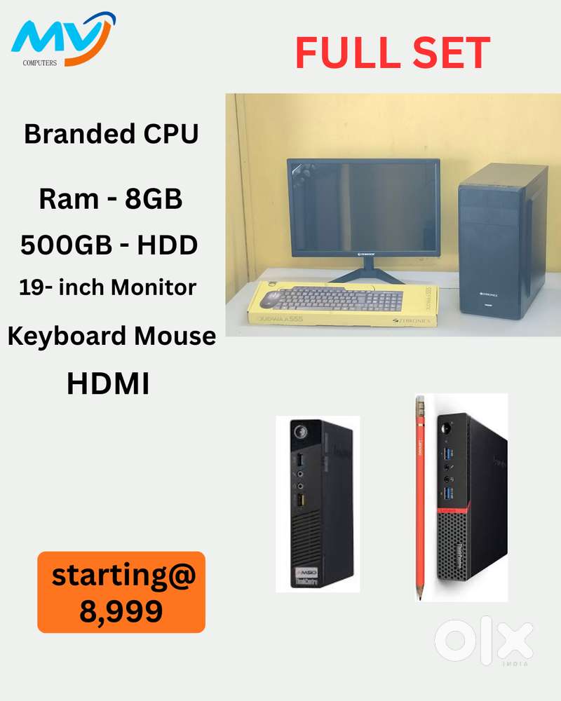 CPU -  new  Ram - 8GB DDR3  Hard Disk - 500GB