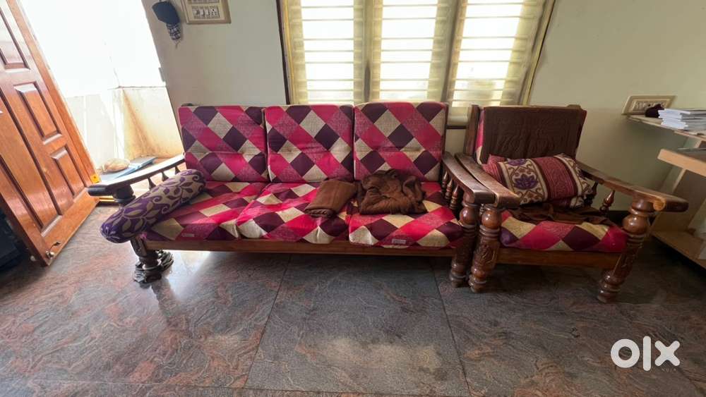 3 Seater Sofa with Cushions, TV table and single diwan
