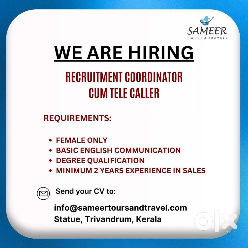 Recruitment Coordinator cum Telecaller (Female Candidates Only)