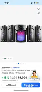 Zebronics 105w bluetooth home theater 4.1 channel- excelent condition