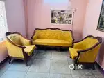 Five seater Sagwan wooden sofa set
