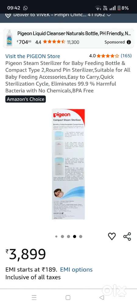 Compact Steam Sterilizer, Brand: Pigeon