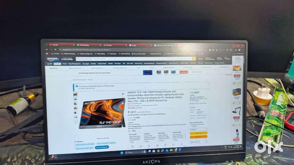 15.6″ ARZOPA FHD Portable Monitor – 4 Months Old, USB-C + HDMI, Ultra-