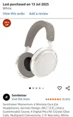 Sennheiser Momentum 4 Wireless Over Ear Headphones with FULL KIT