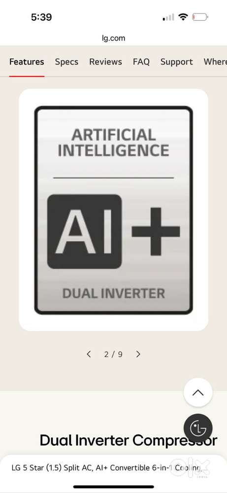 3 months used LG 1.5 Ton AC AI + Top Model