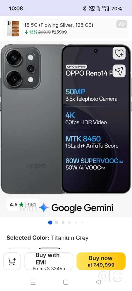 Opppo reno 14 pro 12 gb ram 512gb rom