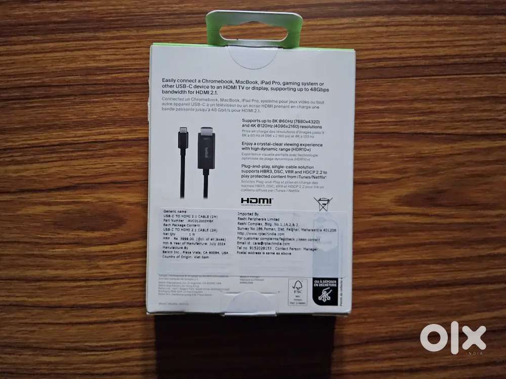 Belkin Passive 2M USB-C to HDMI 2.1 with DP Alt mode