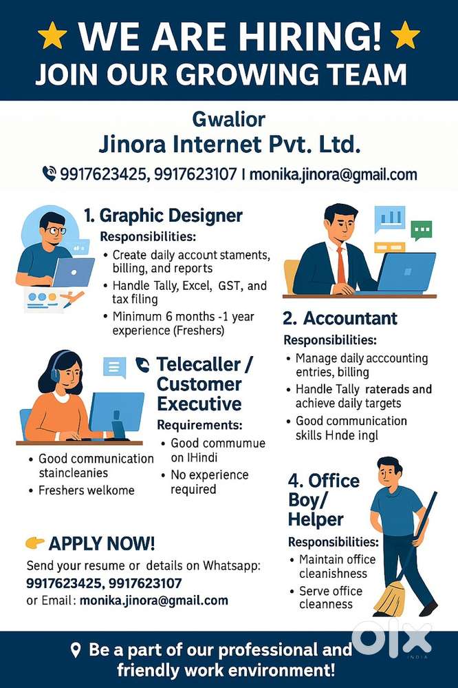 Urjnt Required for Jinora Internet Pvt Ltd