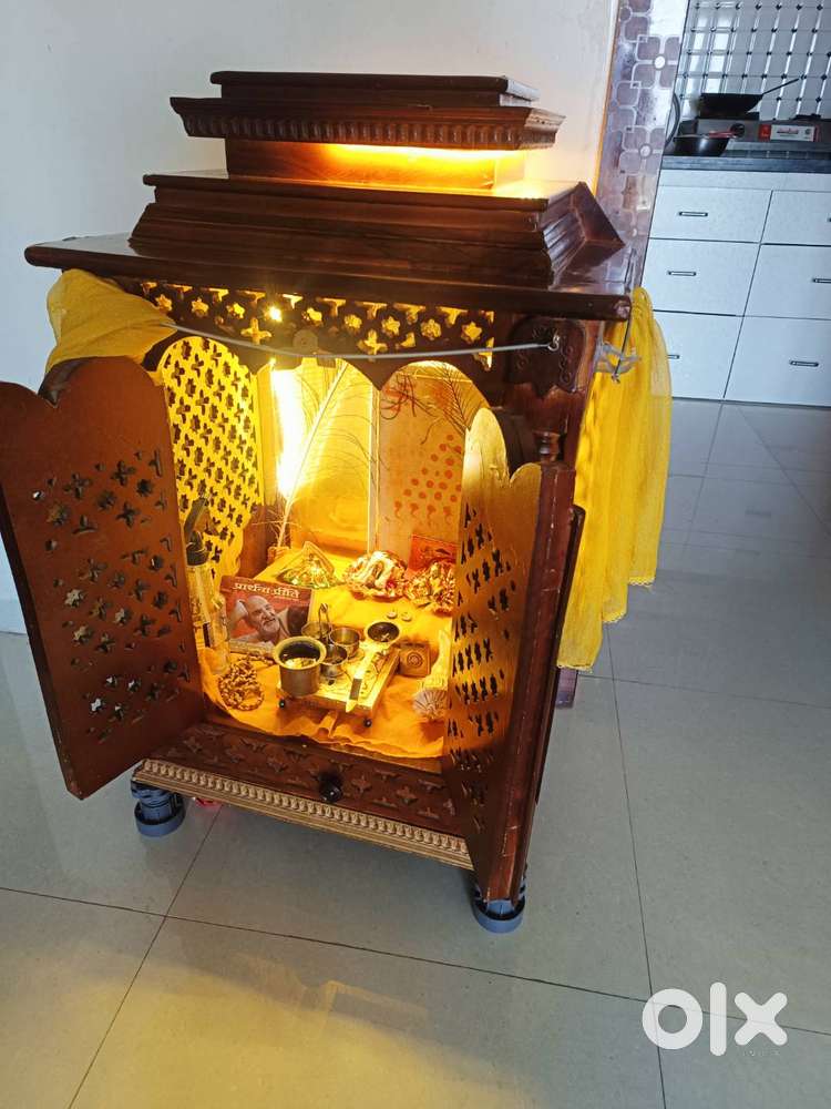 Wooden temple with led light and a drawer