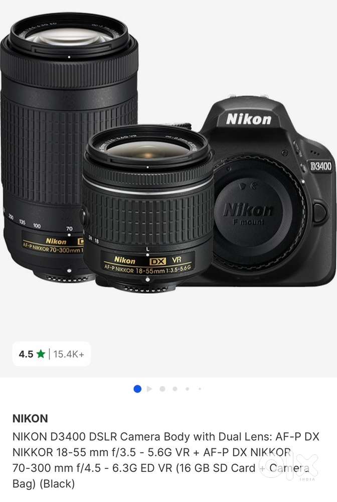 NIKON D3400 DSLR Camera Body with Dual Lens