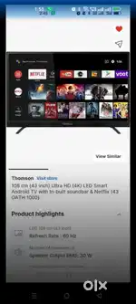 Thomson 43 inches 4k Smart tv android running