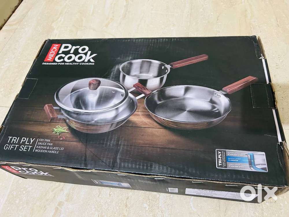 BRAND NEW - Triply 4Pc Set - Sauce Pan/Frying Pan/Kadhai with lid
