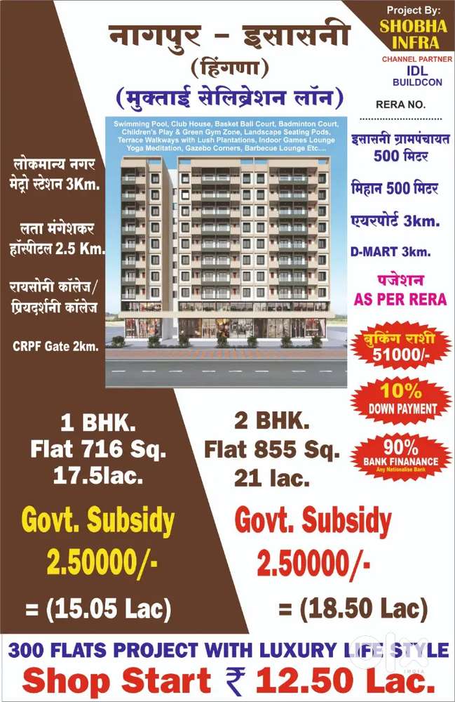 सिर्फ 2 लाख रूपये देकर फ्लैट के मालिक बने
रजिस्ट्री फ्री
सिर