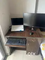 Spacious Computer Table with Keyboard Tray & Storage Options