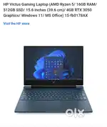 Hp victus Gaming laptop new condition
