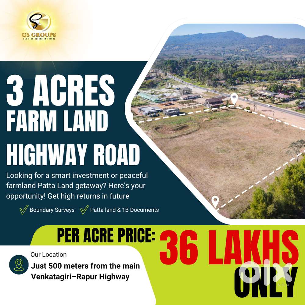 3 Acres of farm land the main Venkatagiri–Rapur Highway