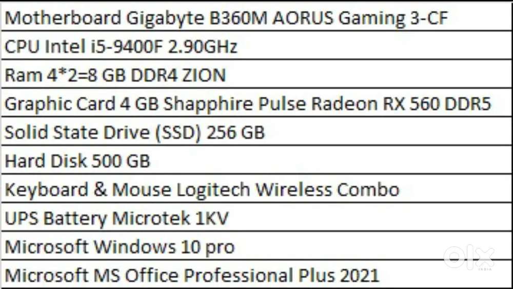 PC system i5 9th generation