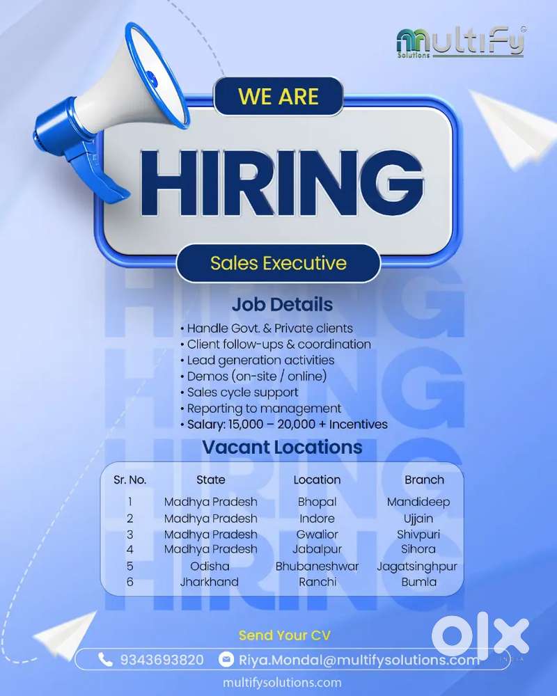 Sales Executive - Multiple Locations  Immediate Joining