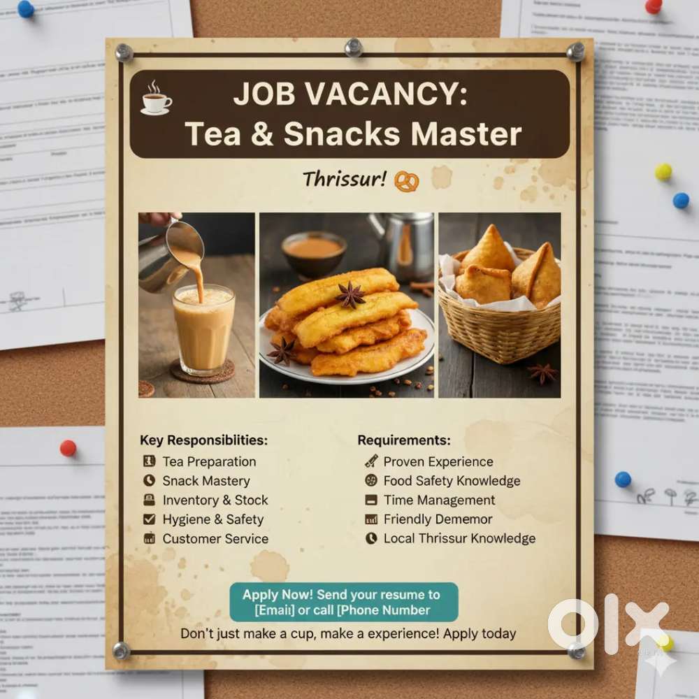 Tea Snacks Master Job Vacancy