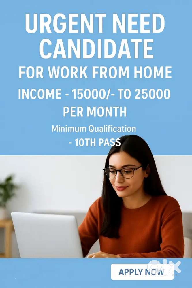 Part time - Work From Home Job for Job seekers ₹15,000–₹25,000/Month