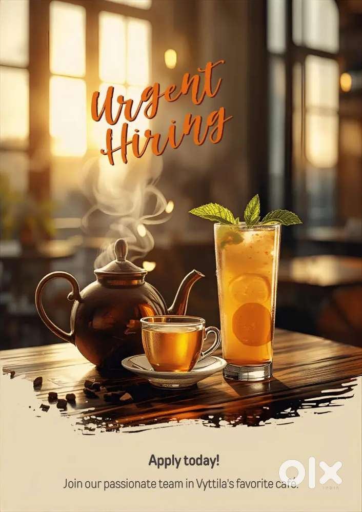 Urgent hiring tea master and juice maker