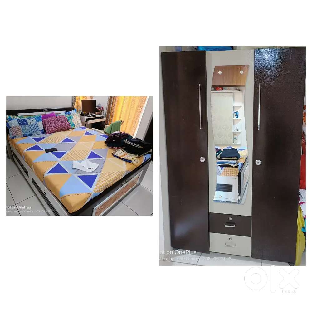 Strong Iron Bed and Cupboard Set ( without mattress )